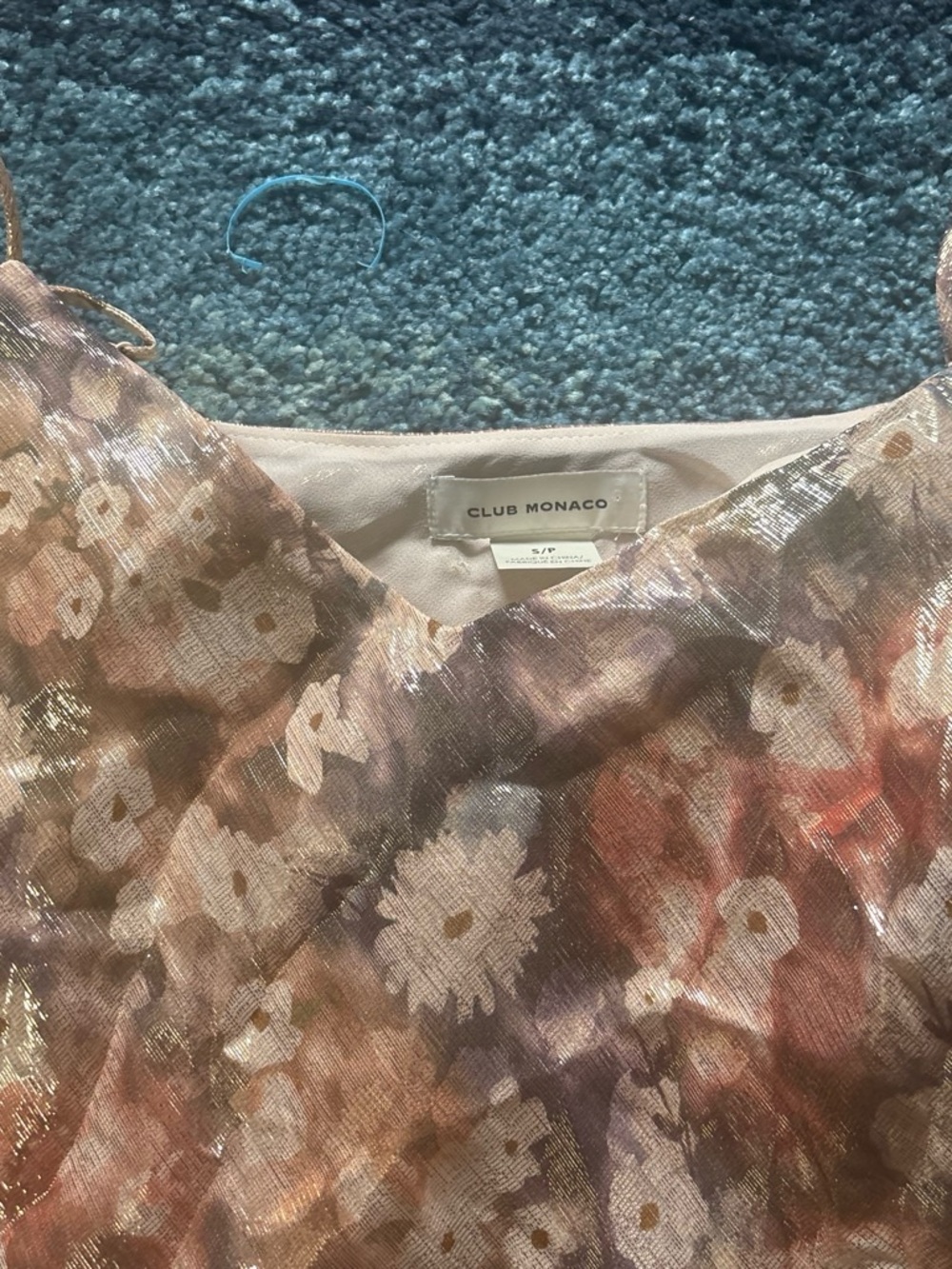 Club Monaco Girls Pink and Gold Floral Metallic Dress